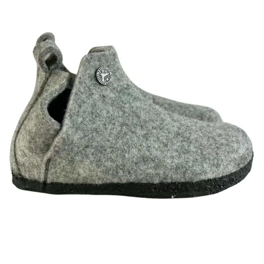 BIRKENSTOCK Shoes Slippers Kids 11 Andermatt Shearling Light Grey Wool Felt